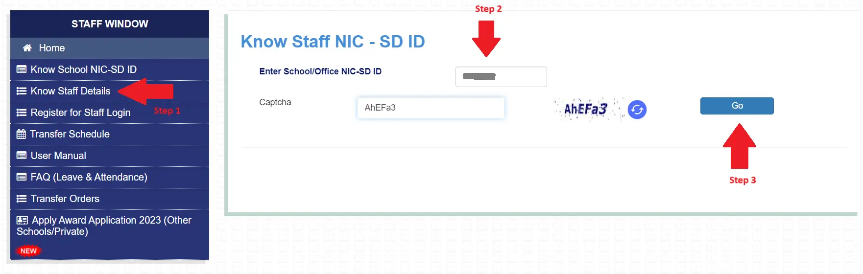 Search Staff NIC-SD ID